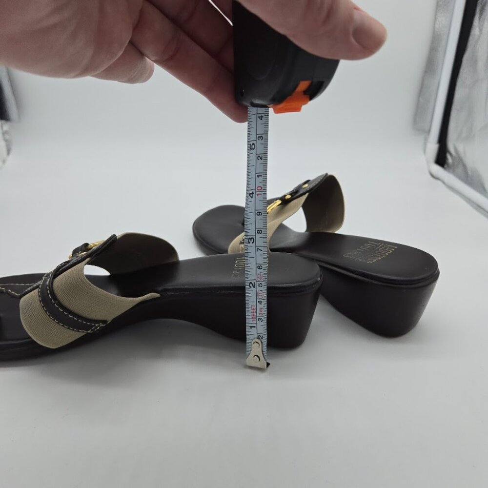 Mootsies Tootsies Womens Brown TStrap Flip Flops Sandals Sz 8 Equestrian Elastic - Picture 10 of 11